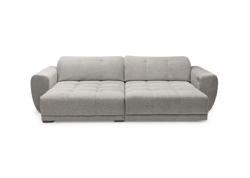 Ecksofa - Longchair links mit 2-Sitzer, Kopfteil verstellbar, Sitztiefe verstellbar motorisch, Stoff, Taupe