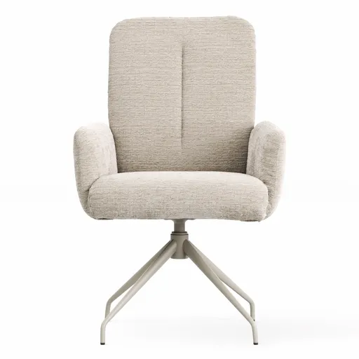 Armlehnstuhl Evania - Dreh und Relax-Funktion, hoher Rücken, Stoff, Ecru