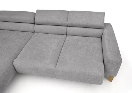 Ecksofa CHENOA - 2-Sitzer mit Longchair rechts, Sitzvorzug motorisch, Stoff, Steingrau