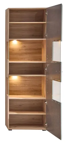 Vitrine - B ca. 65 cm, mit Beleuchtung, Schilfgrün, Viking Eiche Nachbildung