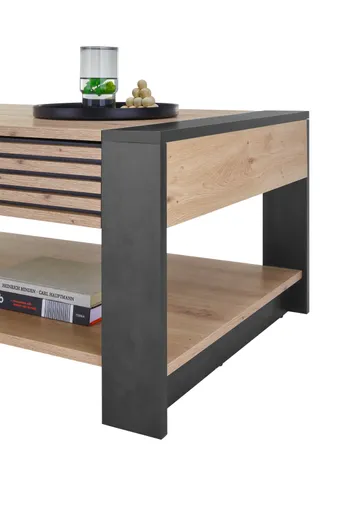 Couchtisch - LB ca. 108x60 cm, Artisan Eiche Nachbildung, Schwarz