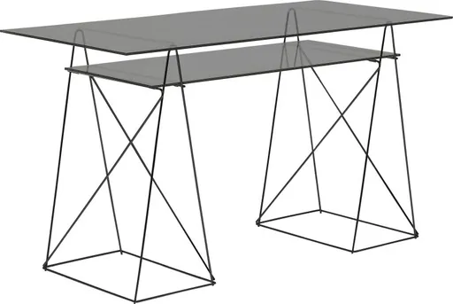 Schreibtisch - BHT ca. 130x72x65 cm, Metall, Schwarz, Glas