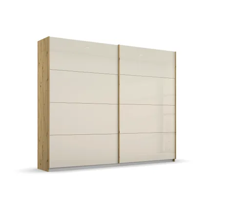Schwebetürenschrank ROMAN- B ca. 226 cm, Eiche Dekor, Glas, Champagner