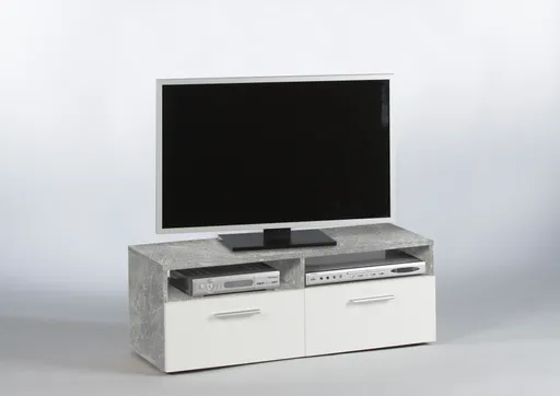 TV-Lowboard - B ca. 95 cm, Betonoptik, Weiß