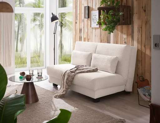  Schlafsofa EASY Optik A - 2-Sitzer ohne Armlehne, 140 cm inkl. Schlaffunktion, Cord, Beige