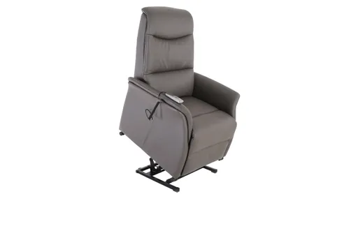 TV-Sessel MARIK - Relaxfunktion, Kopfteil verstellbar, Leder, Dunkelgrau