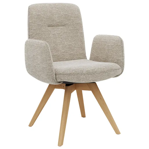 Armlehnstuhl Kamari - Stoff, Graubeige