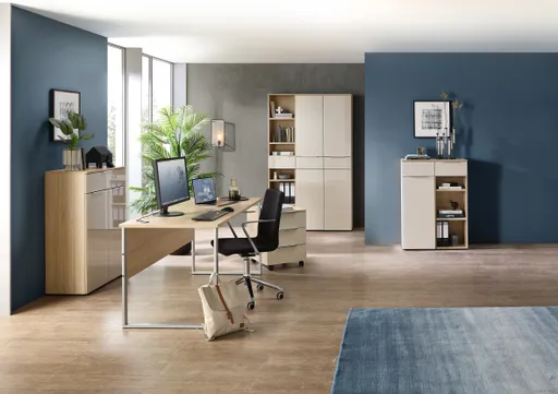 Schreibtisch - LB ca. 170x73 cm, Riva Eiche Nachbildung, Silberfarben