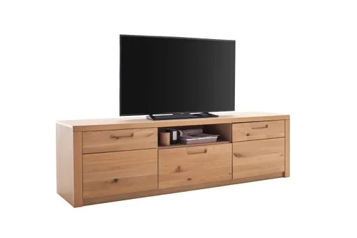 TV-Lowboard - B ca. 202 cm, Eiche Nachbildung, Eiche massiv geölt