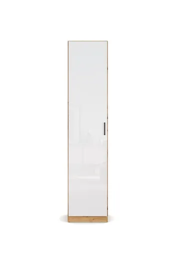Drehtürenschrank RHONDA- B ca. 47 cm, Eiche Dekor, Weiß, Hochglanz