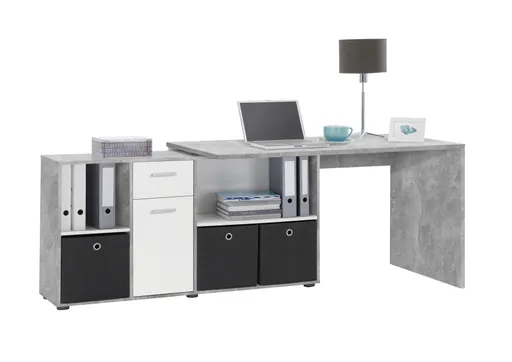 Schreibtisch- LB ca. 136x67 cm, Beton, Weiß