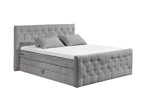 Boxspringbett- Liegefläche ca. 180x200 cm, Stoff, Grau