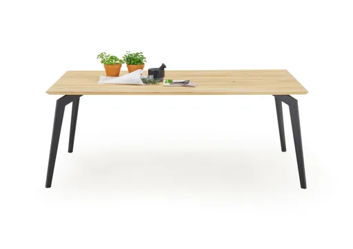 Esstisch - LB ca. 200x100 cm, Wildeiche massiv geölt Legno Light, Schweizer Kante, Schwarz