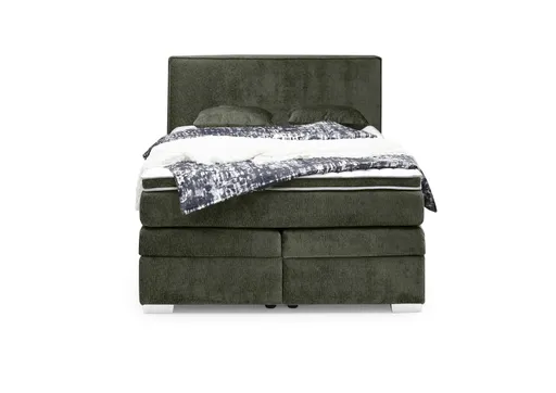 Boxspringbett JEANETTE- Liegefläche ca. 140x200 cm, Stoff, Grün