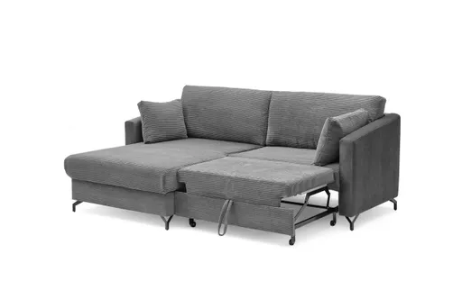 Ecksofa - 1,5-Sitzer, Ecke rechts inkl. Schlaffunktion und Bettkasten, Stoff, Beige