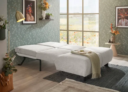 Faltsofa EBBY - 2-Sitzer ohne Armlehne, 140 cm inkl. Schlaffunktion/Relaxfunktion, Stoff, Creme