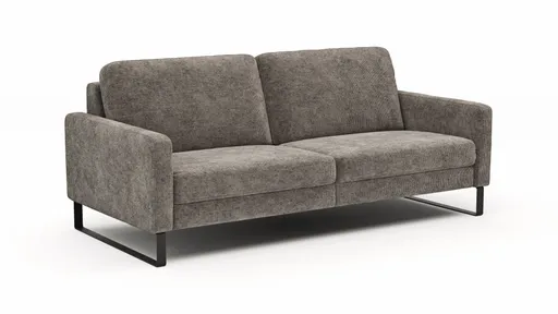 Sofa Enna - 3,5-Sitzer, Armlehne A, Stoff, Graubraun, Kufe, Schwarz