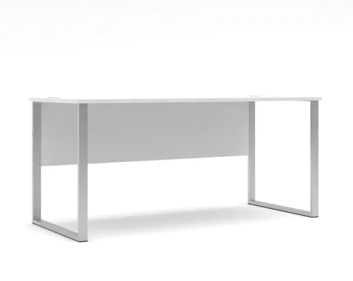 Schreibtisch - LB ca. 170x73 cm, Weiß, Silberfarben