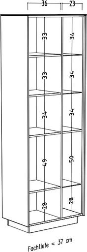 Vitrine - mit Beleuchtung, B ca. 67 cm, Kaschmir, Eiche massiv