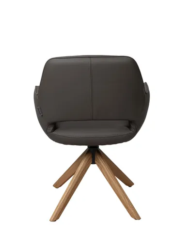 Armlehnstuhl MARIELLE - drehbar, Leder, Dunkelbraun