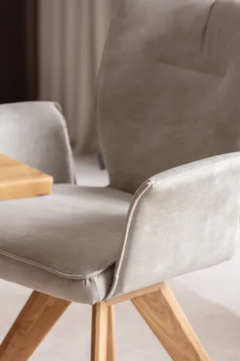 Armlehnstuhl Westmore - drehbar, Stoff, Silberfarben