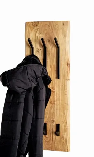 Wandgarderobe - B ca. 36 cm, Akazie, Schwarz