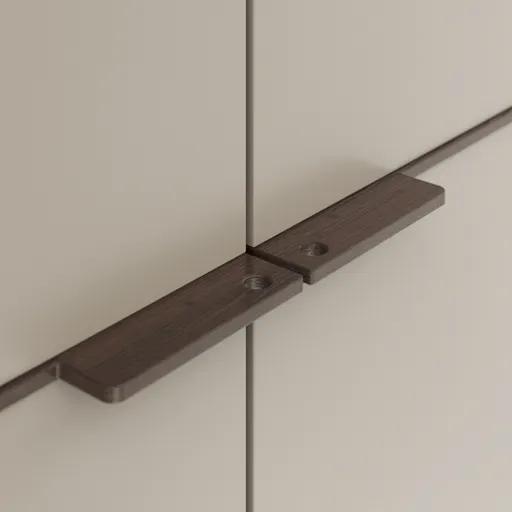 Drehtürenschrank Matera - BHT ca. 301x235x60 cm, Lack Matt, Muschelgrau, Griffe Coffee