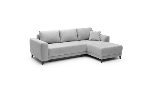 Ecksofa JONI - 2-Sitzer, Ecke rechts inkl. Schlaffunktion mit Bettkasten, Stoff, Hellgrau