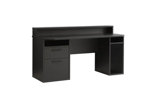 Schreibtisch FJODOR - mit Beleuchtung, Schwarz matt