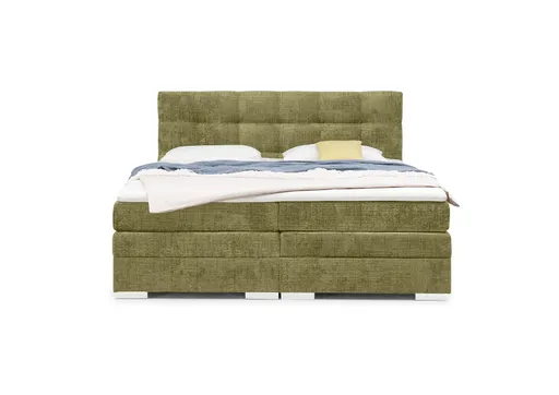 Boxspringbett SANDRIN I- Liegefläche ca. 200x200 cm, Stoff, Grün,  inkl. Stauraum