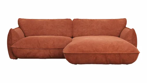 Ecksofa Fluffy - 2,5-Sitzer mit Longchair rechts inkl. Rückenlehne verstellbar, Stoff, Kupfer