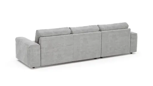 Ecksofa Balok - Longchair groß links mit 2,5-Sitzer, Stoff, Eisengrau