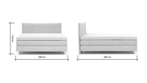 Boxspringbett Aspö - Liegefläche ca. 180x200 cm, Stoff, Ecru