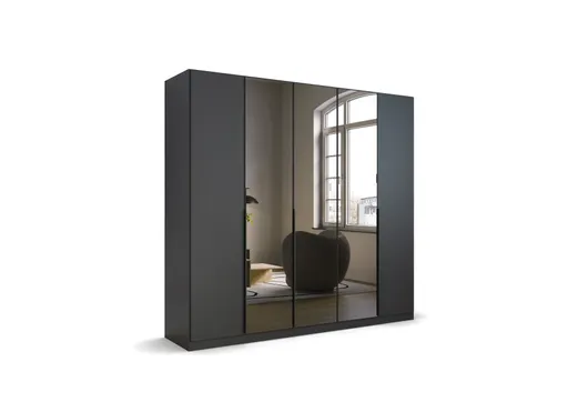 Drehtürenschrank- B ca. 226 cm, Dunkelgrau, Spiegel
