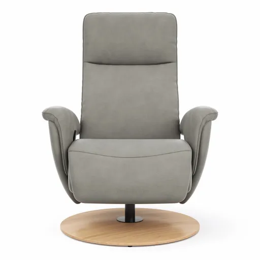 Sessel Tulsa Relax - Größe M, inkl. Kopf-/Fußteil/Rückenlehne verstellbar, Leder, Graubeige