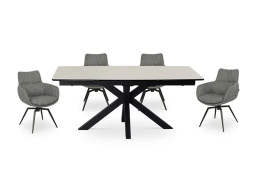 Esstisch MELANIA - ausziehbar, LB ca. 180x95 cm, Glaskeramik, Travertin farbig