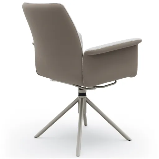 Armlehnstuhl Sedana - drehbar, Leder & Stoff, Grau