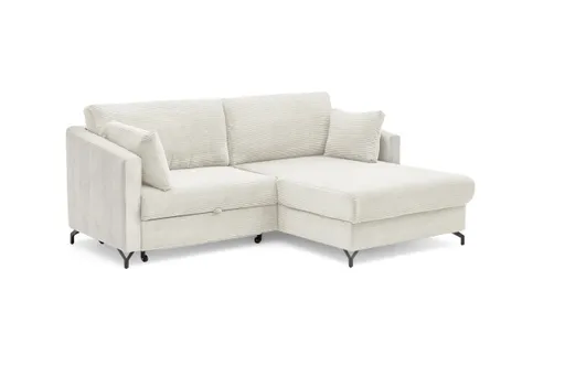 Ecksofa - 1,5-Sitzer, Ecke rechts inkl. Schlaffunktion und Bettkasten, Stoff, Beige