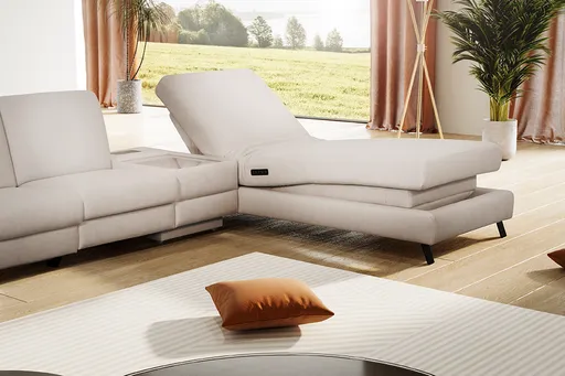  Ecksofa Colombia - 2,5-Sitzer mit Ecke rechts. Stoff, Elfenbein
