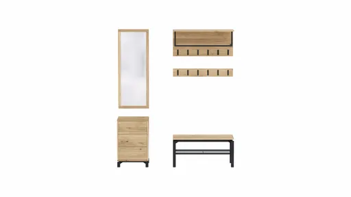 Garderobenkombination Williston - Korpus Wildeiche bianco / Front sandgestrahlt