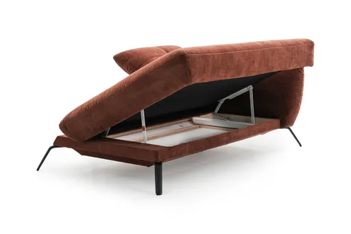 Recamiere rechts - inkl. Bettkasten, Stoff, Kupfer