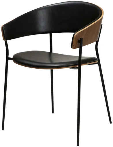 Stuhl - Furnierholz, Kunstleder, Nussbaum, Schwarz