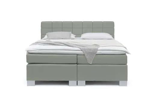 Boxspringbett HAIKOS- Liegefläche ca. 180x200 cm, Stoff, Grau, inkl. Topper