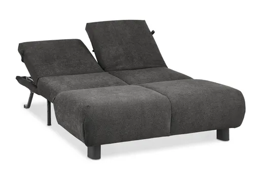 Faltsofa EBBY - 2-Sitzer ohne Armlehne, 140 cm inkl. Schlaffunktion/Relaxfunktion, Stoff, Dunkelgrau