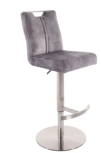 Barhocker MANCHU - höhenverstellbar, Stoff, Grau