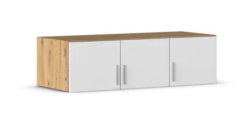 Schrankaufsatz REXY MATT- B 136 cm, Eiche Dekor, Weiß