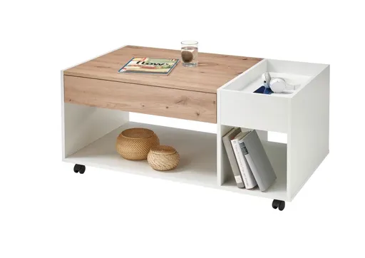 Couchtisch - B/H/T ca. 110x44x60 cm, Weiß Dekor