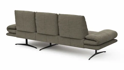 Ecksofa Lucero - 2-Sitzer mit Longchair rechts, Stoff, Olivgrün