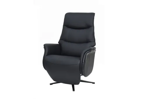 TV-Sessel MAREK - drehbar, Relaxfunktion, Kopfteilverstellung, Leder, Schwarz