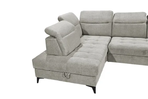 Ecksofa - Ecke links, 2-Sitzer inkl. Funktionen, Stoff, Taupe